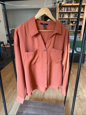 Forever 21 Rust Button-Front Shirt